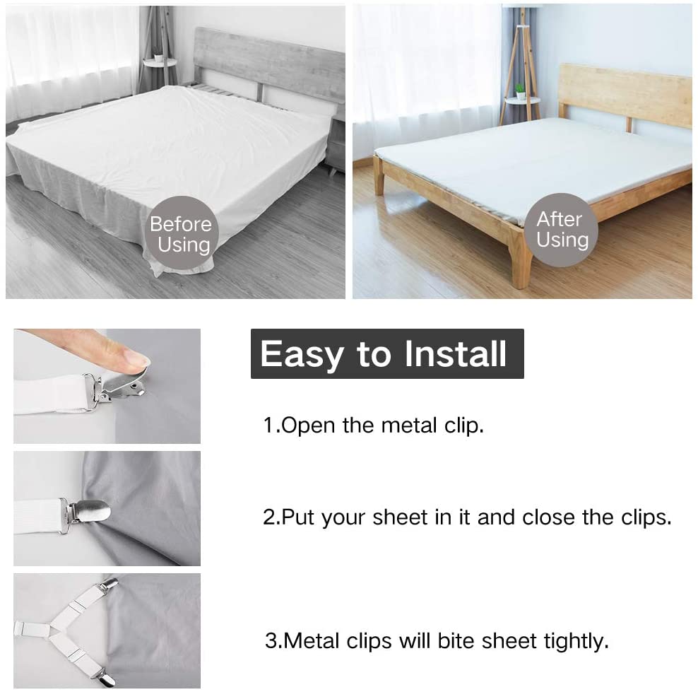 Beaurevoir™ 4PCS/Set Elastic Bed Sheet Grippers Fastener Clips